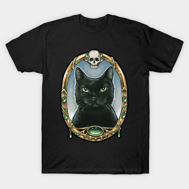 Black Cat Portrait T-Shirt by Nat Ewert Art